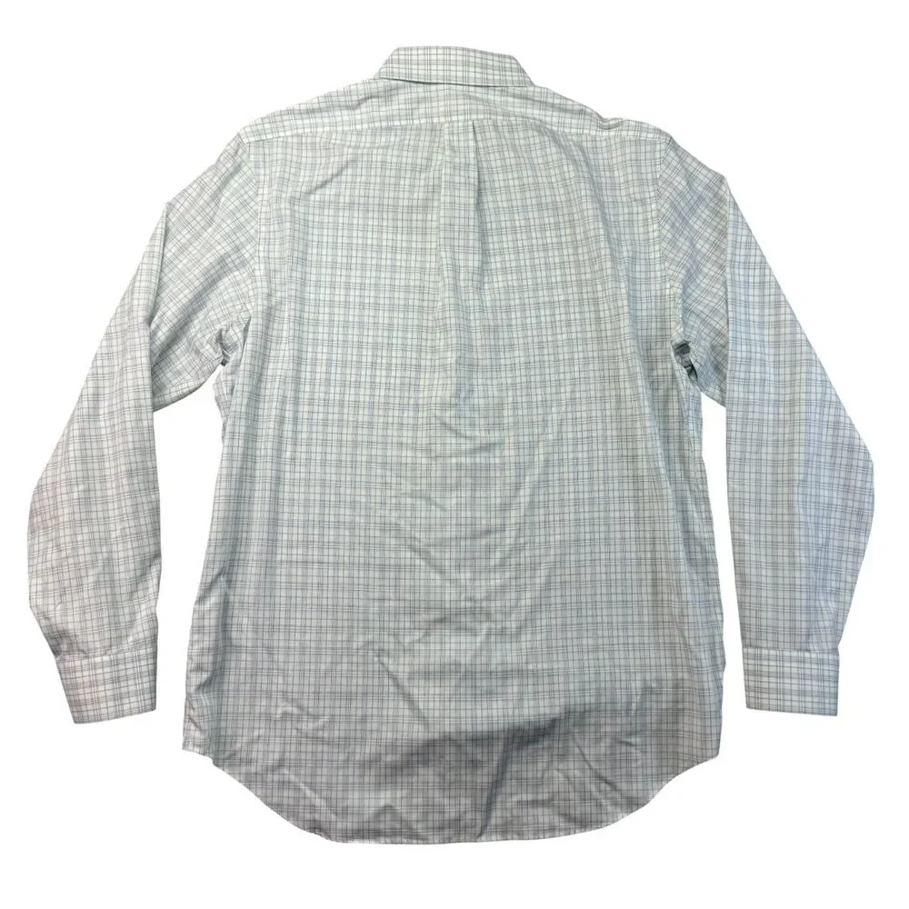 Banana Republic Shirt Men's Large White Blue Non Iron Classic Fit Button Up Top